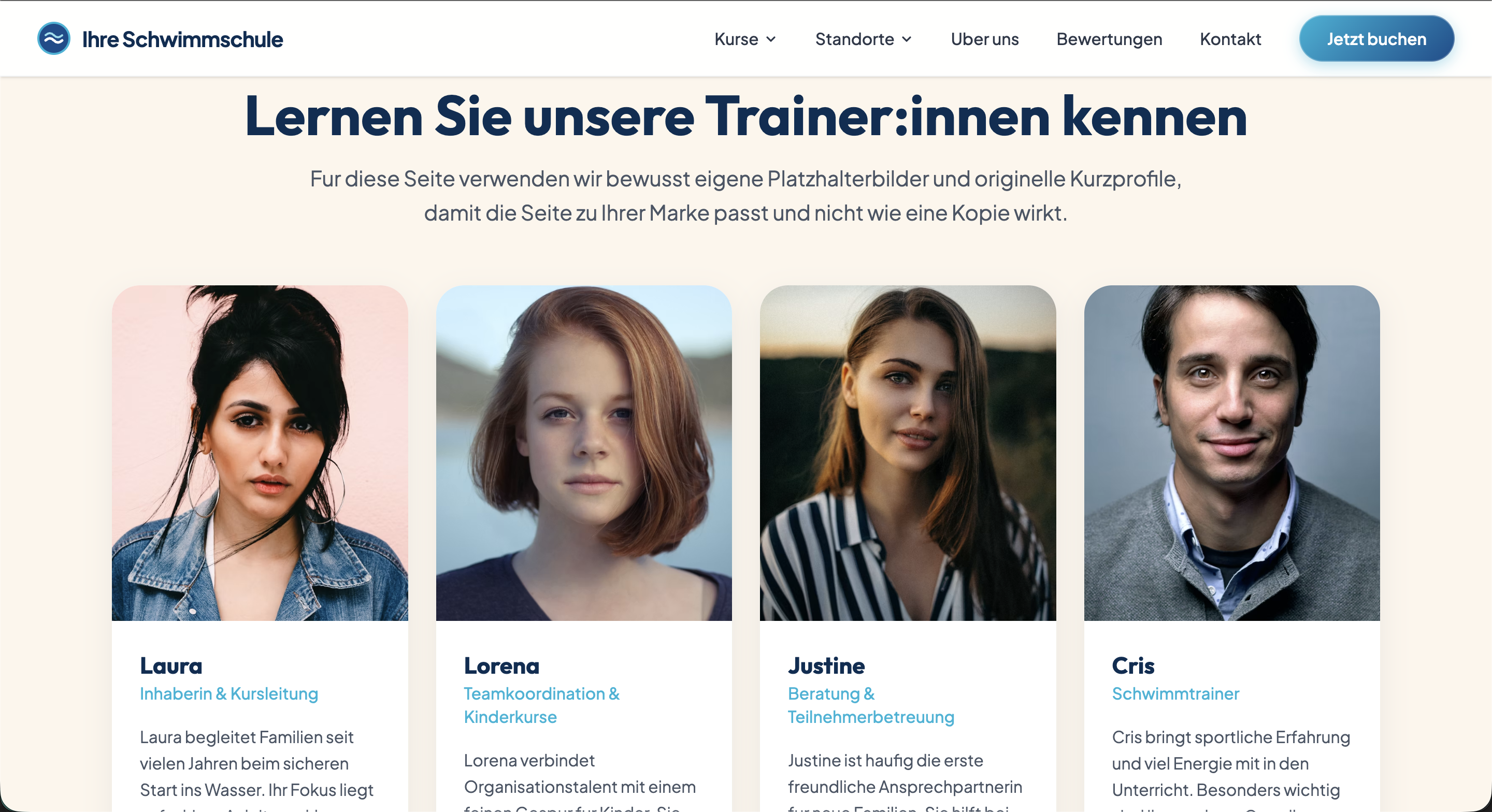 Vorschau: Schwimmschul-Internetseite per Texteingabe erstellen